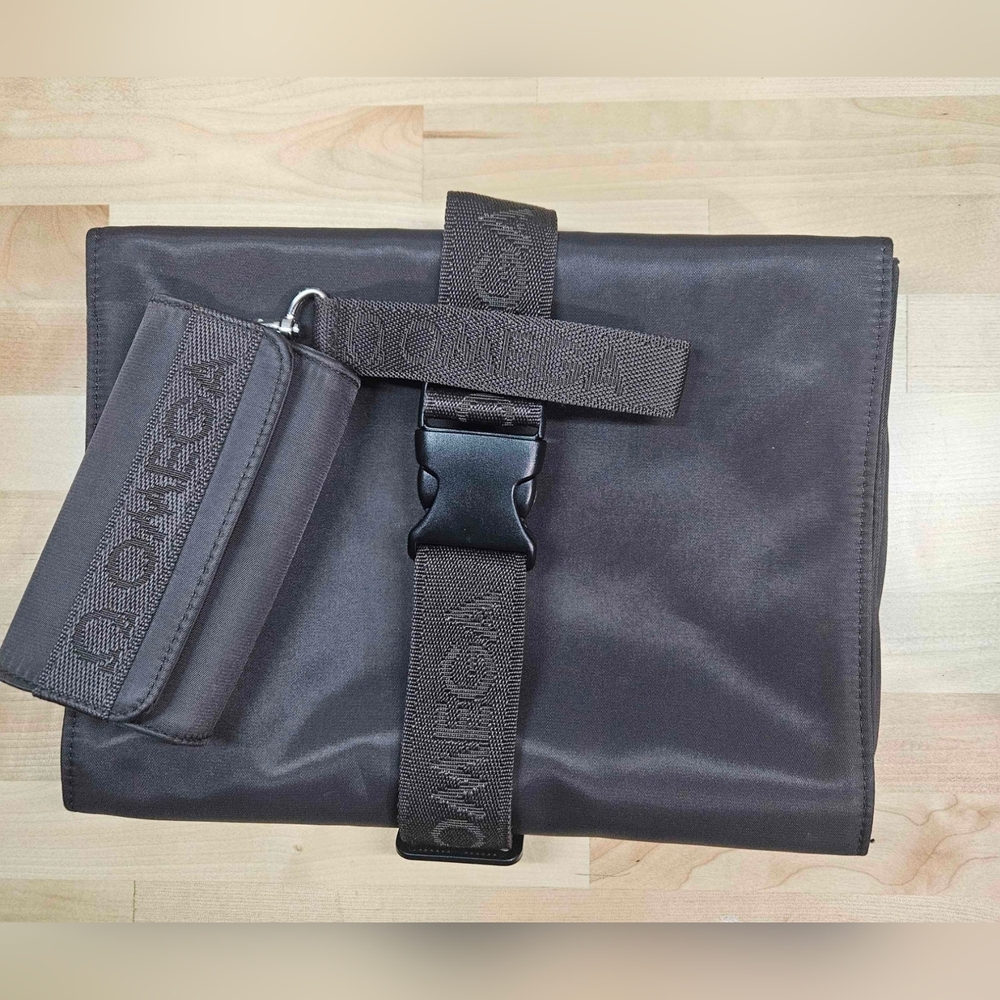 Omega Black Travel Crossbody Pouch with Branded Strap and Detachable Case